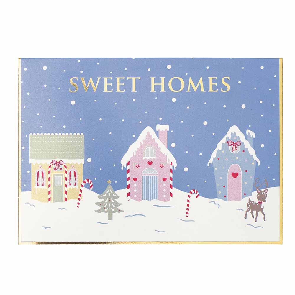 GreenGate - Laura homes Karte mit Glitzer-Umschlag dusty blue klein