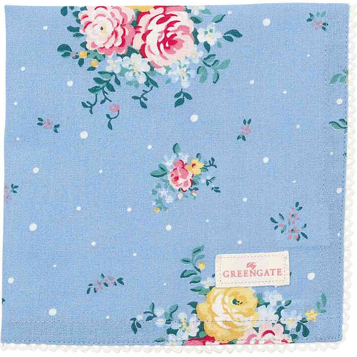 GreenGate - Laura Stoffserviette mit Spitze dusty blue