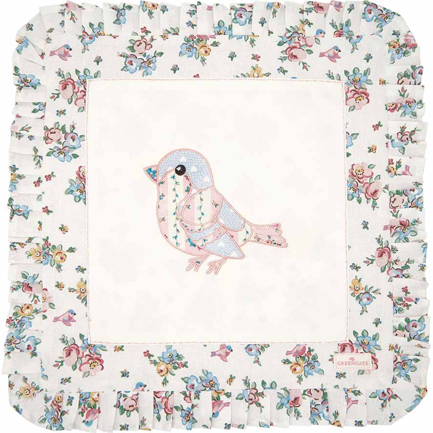 GreenGate - Madison Kissenbezug white mit Stickerei bird 40 x 40 cm