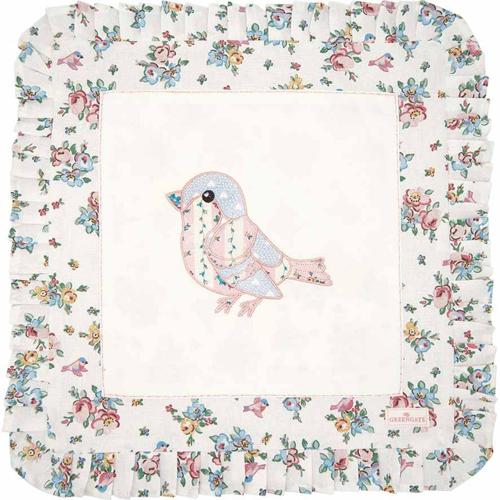 GreenGate - Madison Kissenbezug white mit Stickerei bird 40 x 40 cm