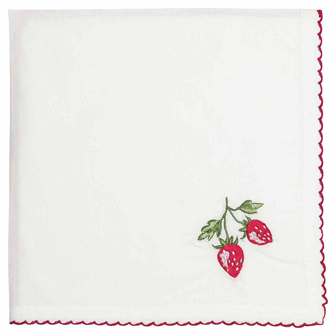 GreenGate - Strawberry Stoffserviette red mit Stickerei 40 x 40 cm