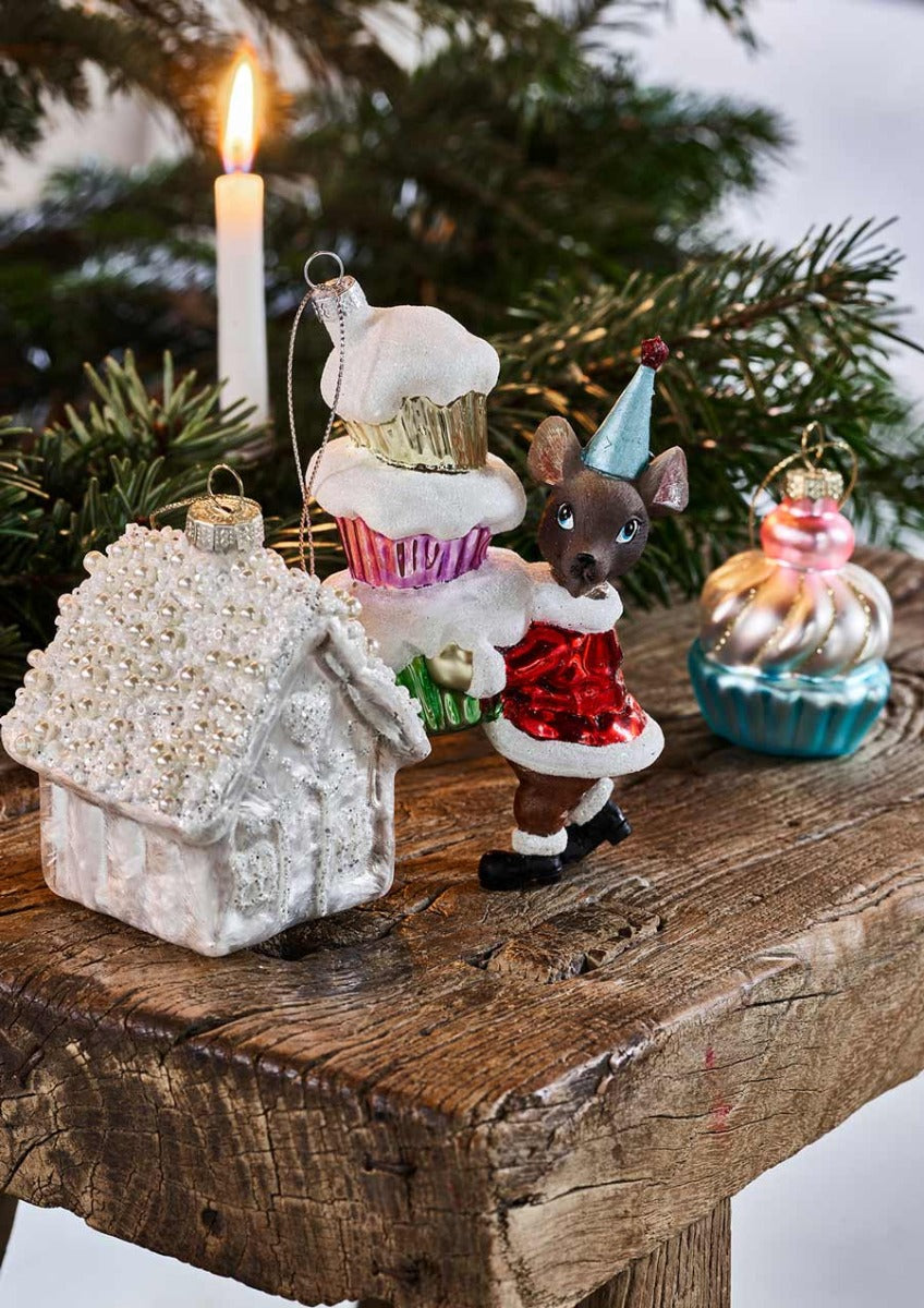 GreenGate - Cupcake Anhänger white glitter