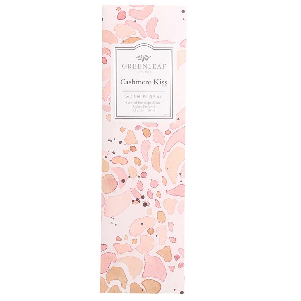 Duftsäckchen mit floralem Design mit der Aufschrift „Greenleaf – Cashmere Kiss Duftsachet schmal“ in warmem und blumigem Duft.
