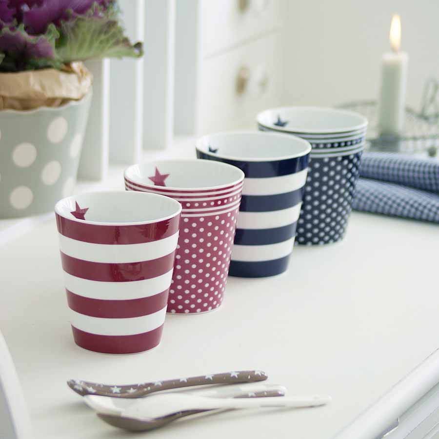 Krasilnikoff - Happy Mug Becher Streifen Maritim