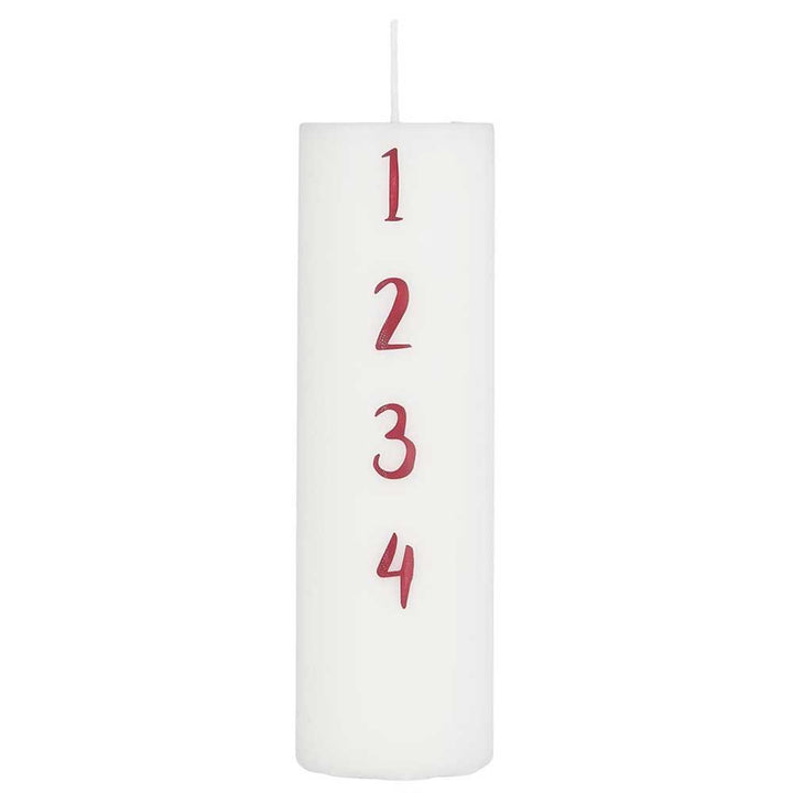Ib Laursen - Adventkerze 1-4 weiss mit roten Zahlen