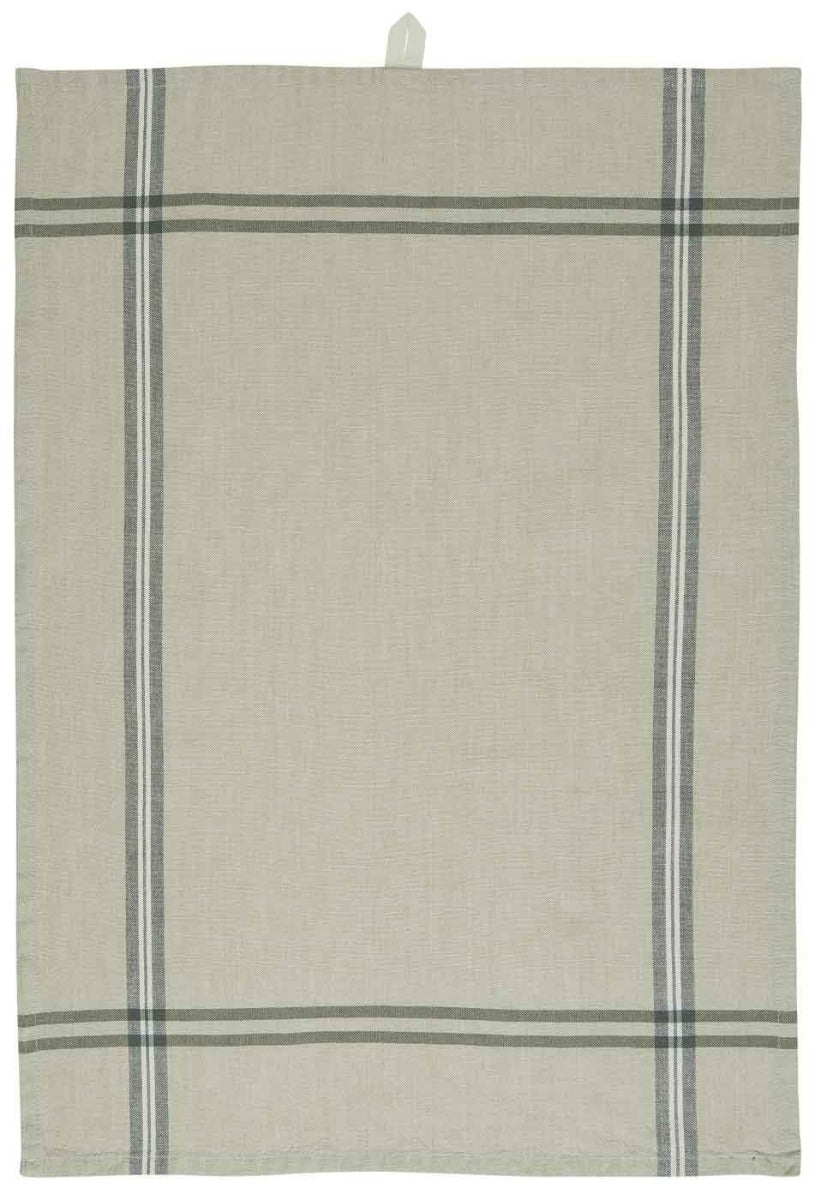 Ib Laursen - Geschirrtuch ORGANIC beige mit grünen Streifen