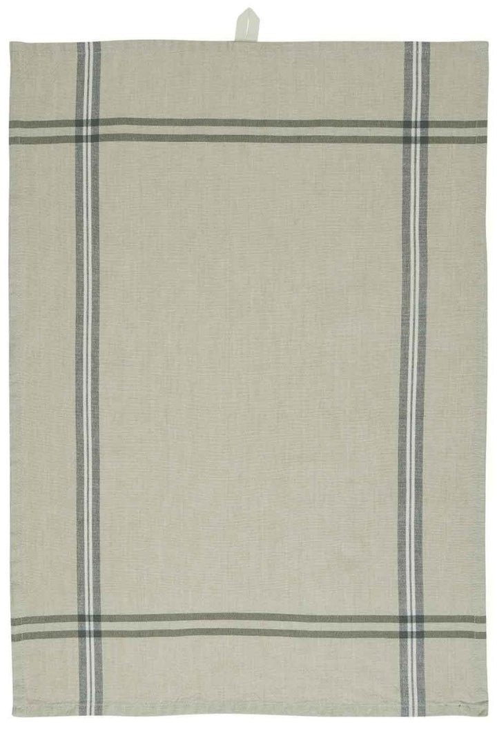 Ib Laursen - Geschirrtuch ORGANIC beige mit grünen Streifen