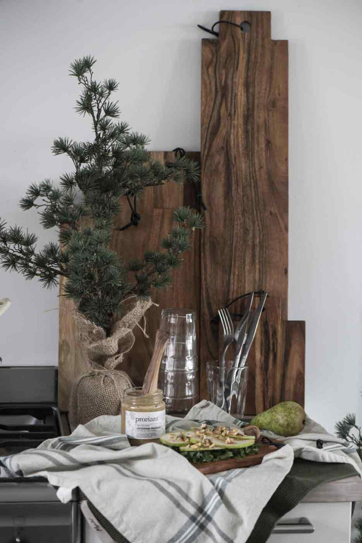 Ib Laursen - Geschirrtuch ORGANIC beige mit grünen Streifen