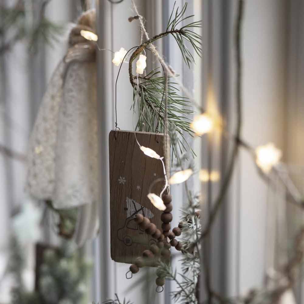 Ib Laursen - Holzschild Auto mit Tannenbaum auf Dach
