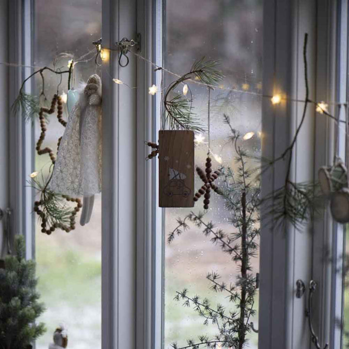 Ib Laursen - Holzschild Auto mit Tannenbaum auf Dach