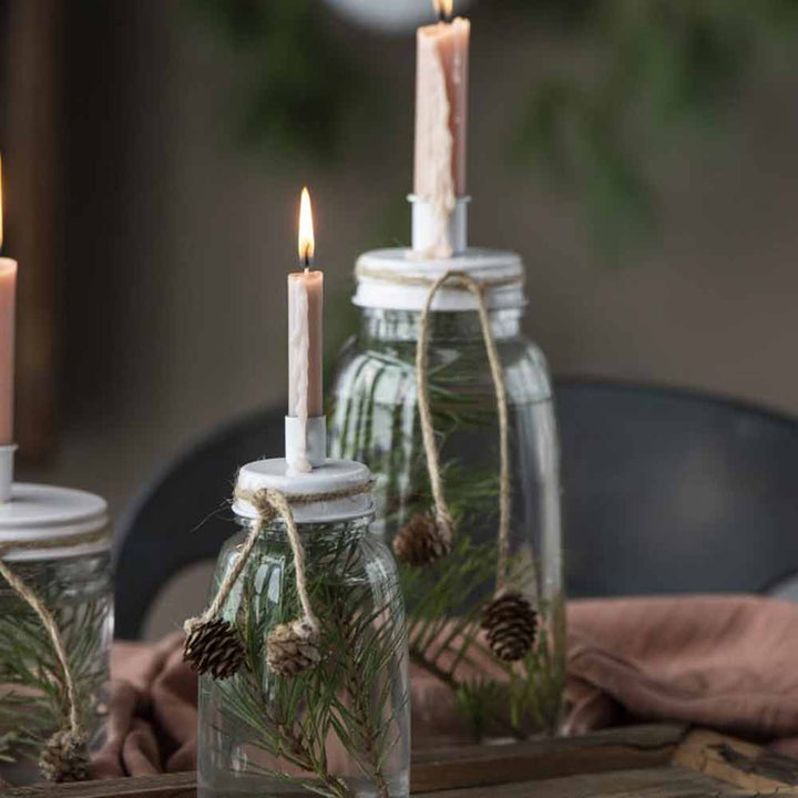 Ib Laursen - Kerzenhalter für dünne Kerzen Metalldeckel länglich weiß