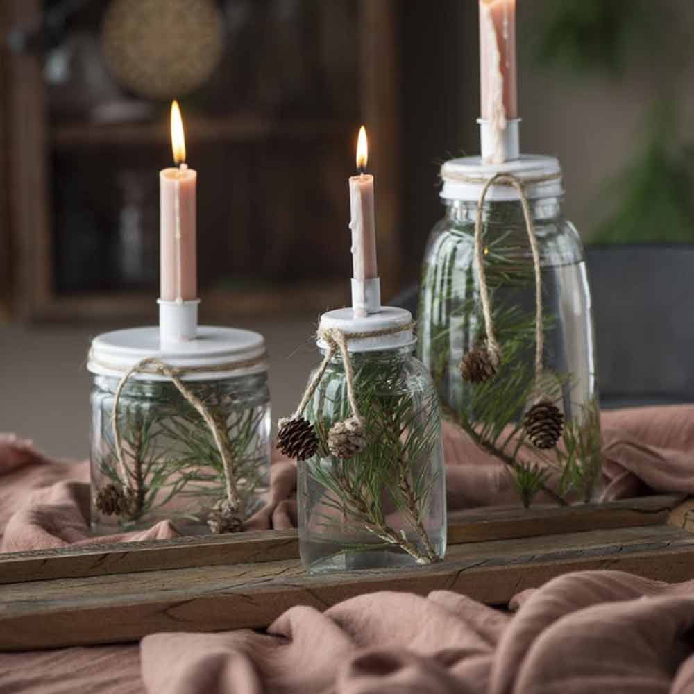 Ib Laursen - Kerzenhalter für dünne Kerzen Metalldeckel länglich weiß