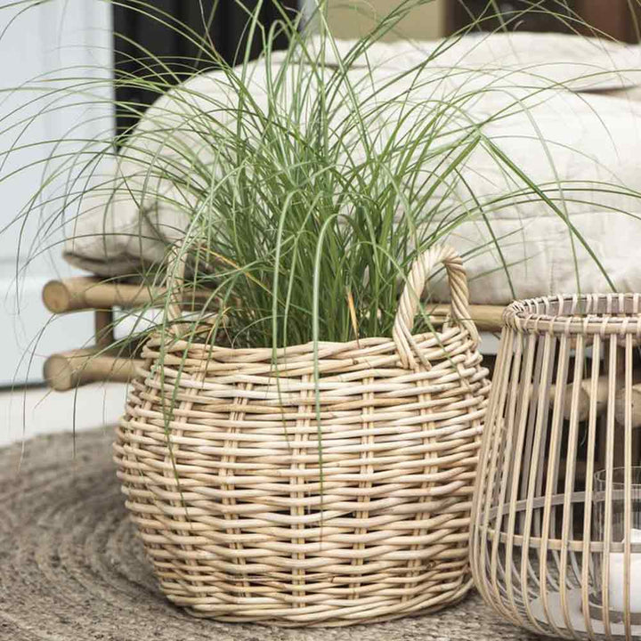 Ib Laursen - Korb rund mit 2 Henkeln Rattan XL