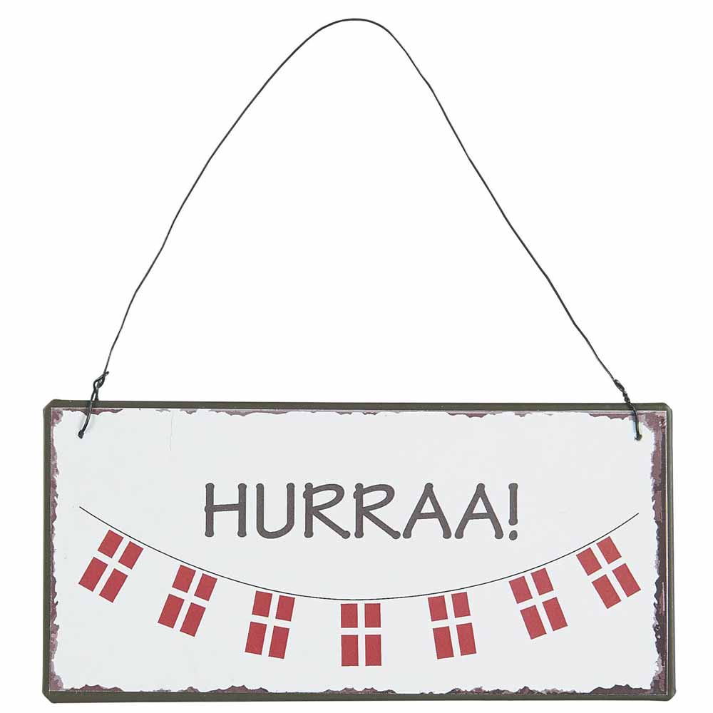 Ib Laursen - Metallschild Hurraa Dänische Fahnen