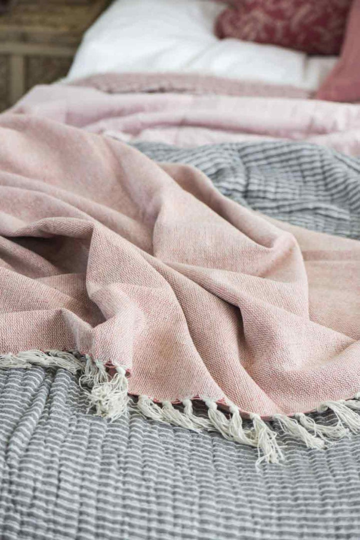Ib Laursen - Plaid Baumwolldecke Faded rose