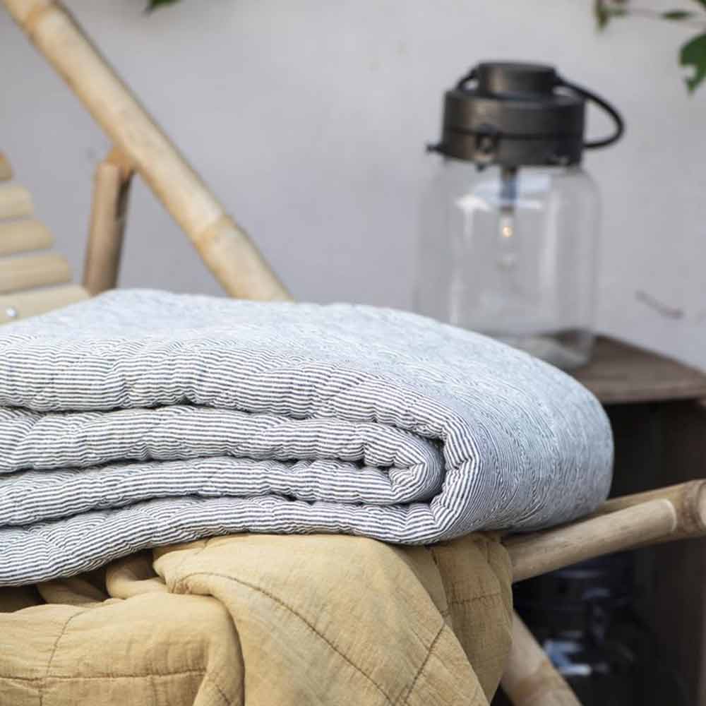 Ib Laursen - Quilt weiß-grau gestreift