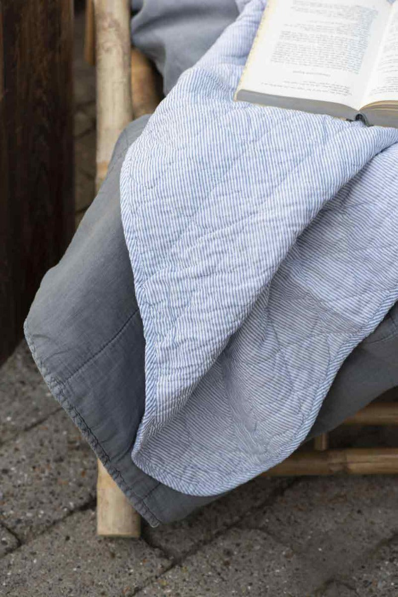 Ib Laursen - Quilt weiß-blau gestreift