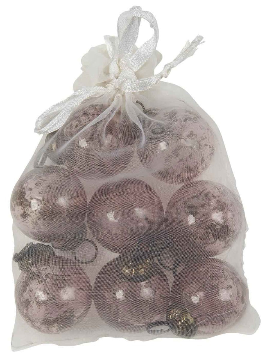 Ib Laursen - Tüte mit 8 gleichen Weihnachtskugeln mini rosa