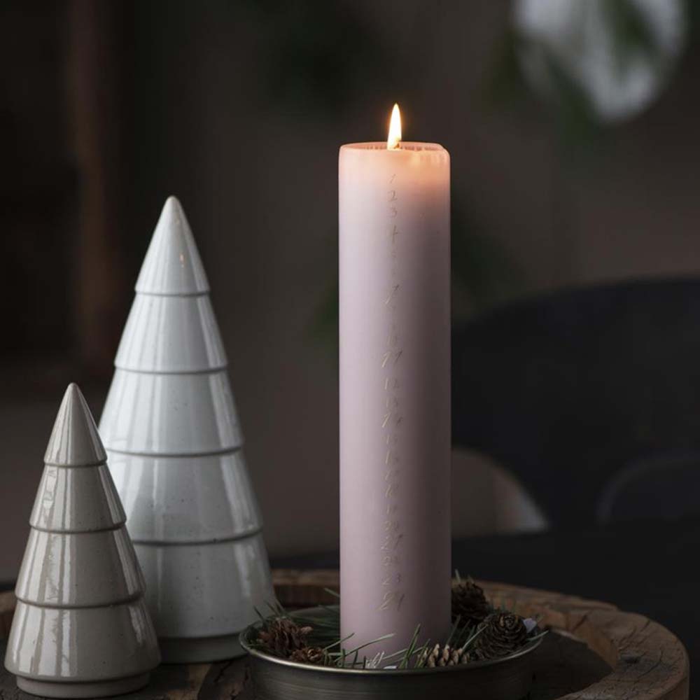 Ib Laursen - Adventskalender Kerze 1-24 rosa malva mit goldenen Zahlen