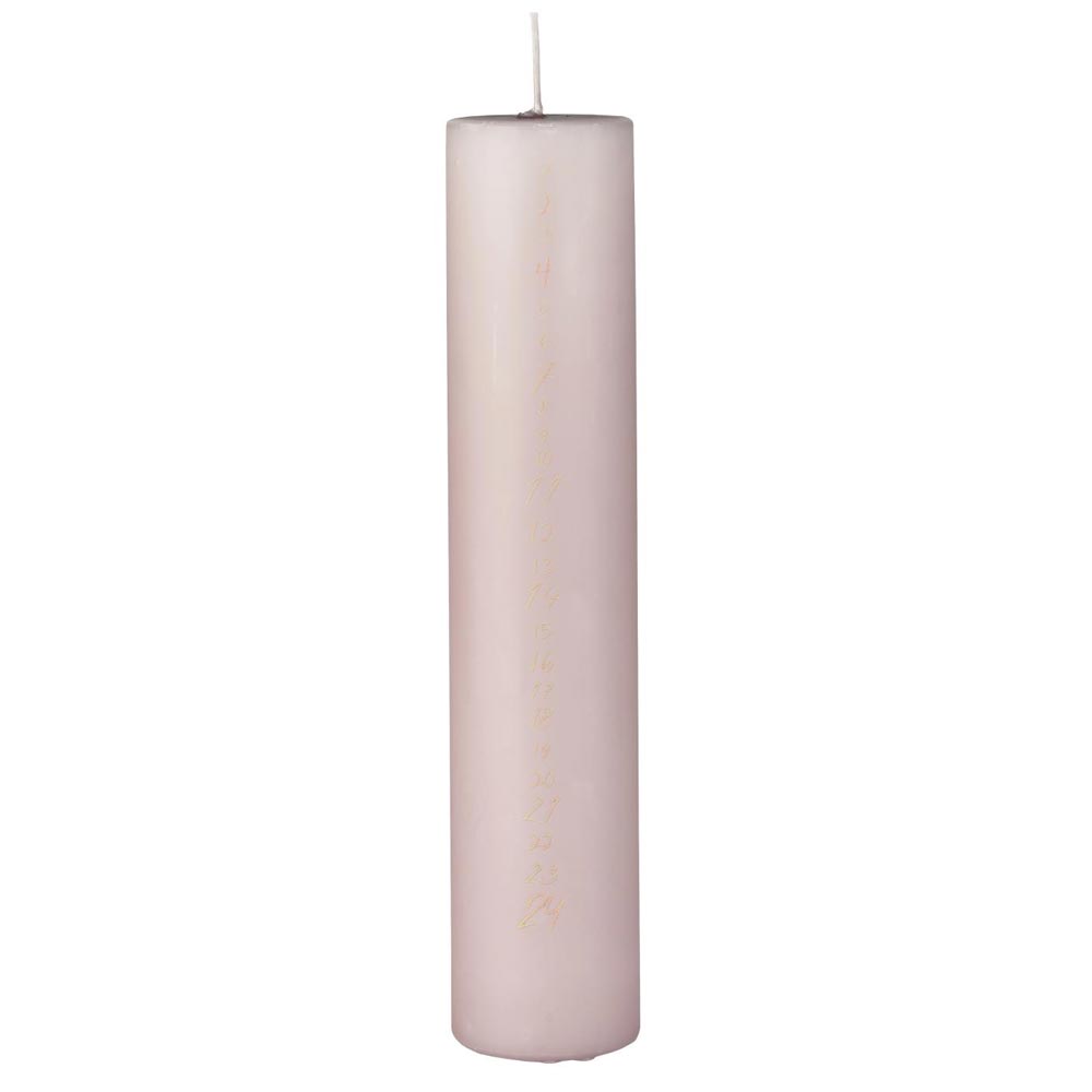 Ib Laursen - Adventskalender Kerze 1-24 rosa malva mit goldenen Zahlen