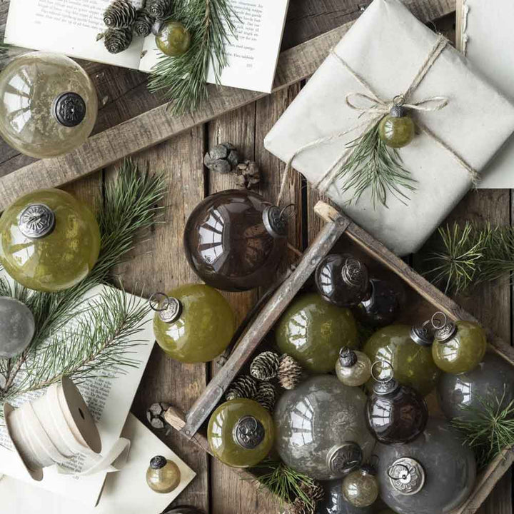 Ib Laursen - Weihnachtskugel pebbled Glas mocca 8 cm