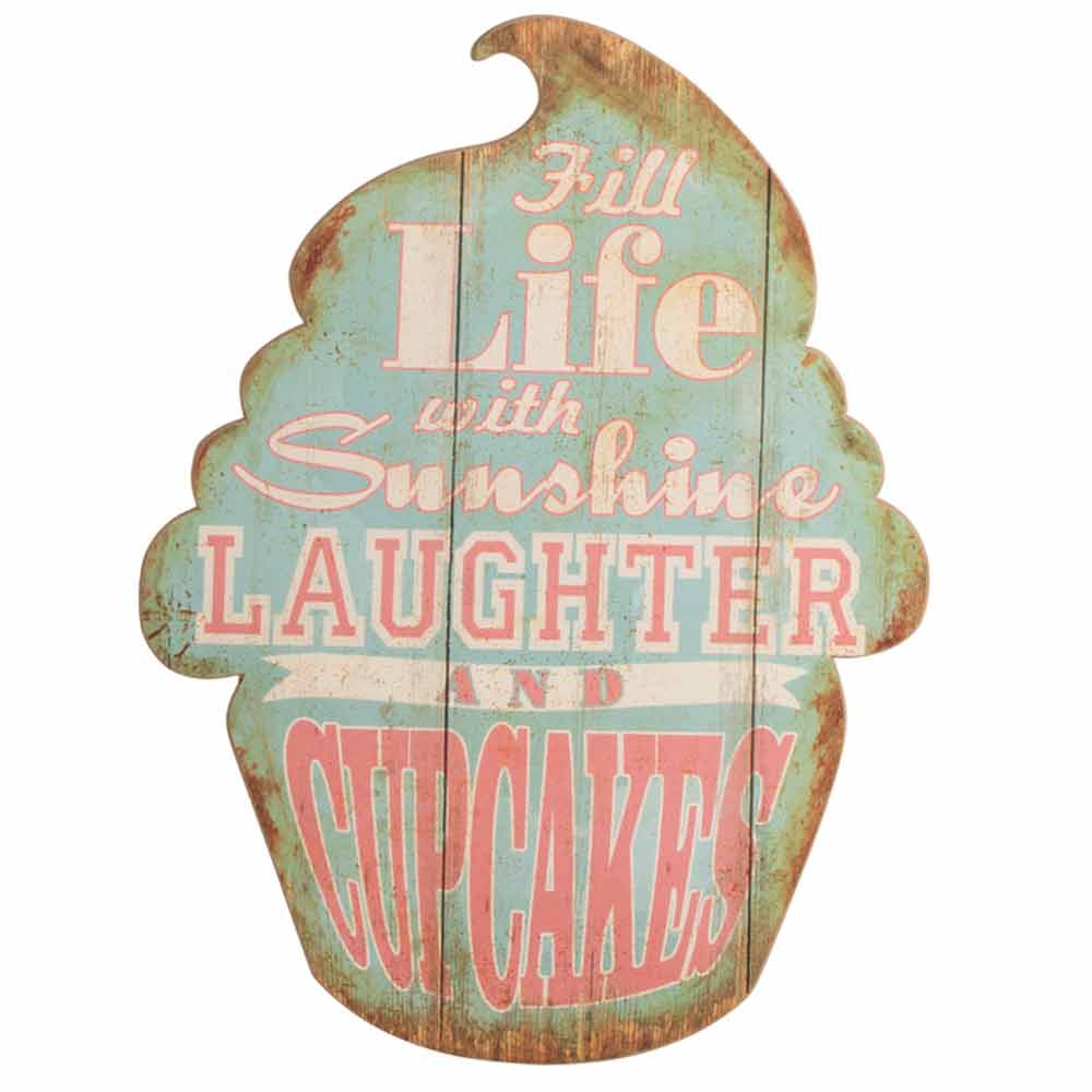 J-Line - Holzschild Retro Cupcake