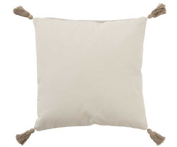 J-Line - Kissen mit Pompoms creme