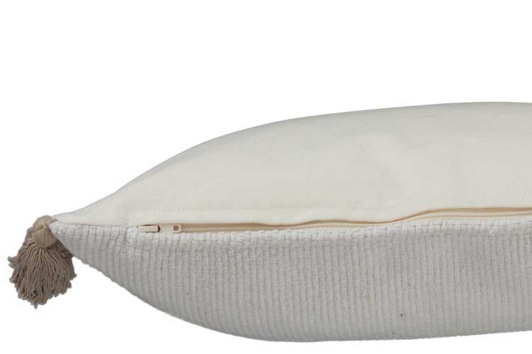 J-Line - Kissen mit Pompoms creme