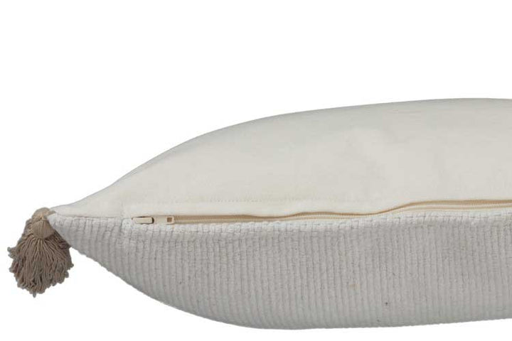 J-Line - Kissen mit Pompoms creme