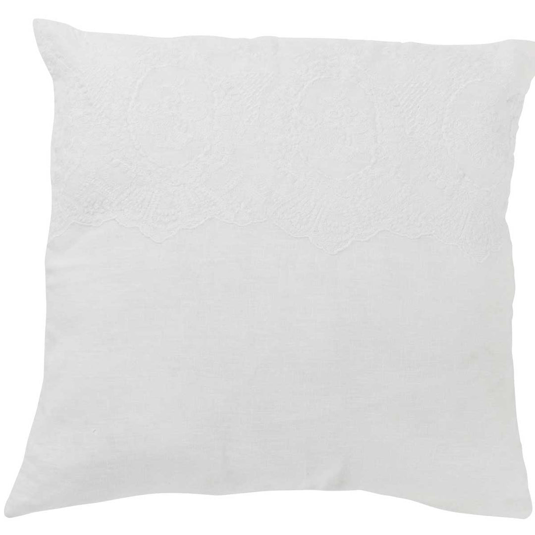 J-Line - Kissen Spitze Romantic Leinen Weiß