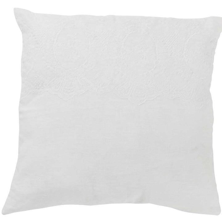 J-Line - Kissen Spitze Romantic Leinen Weiß