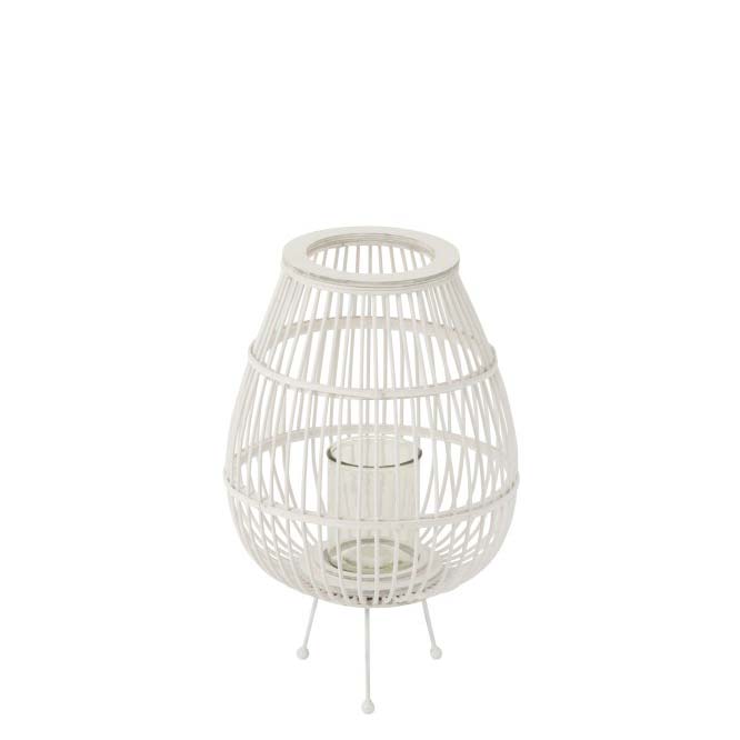 J-Line - Laterne Holz Daya auf Ständer white 47,5 cm