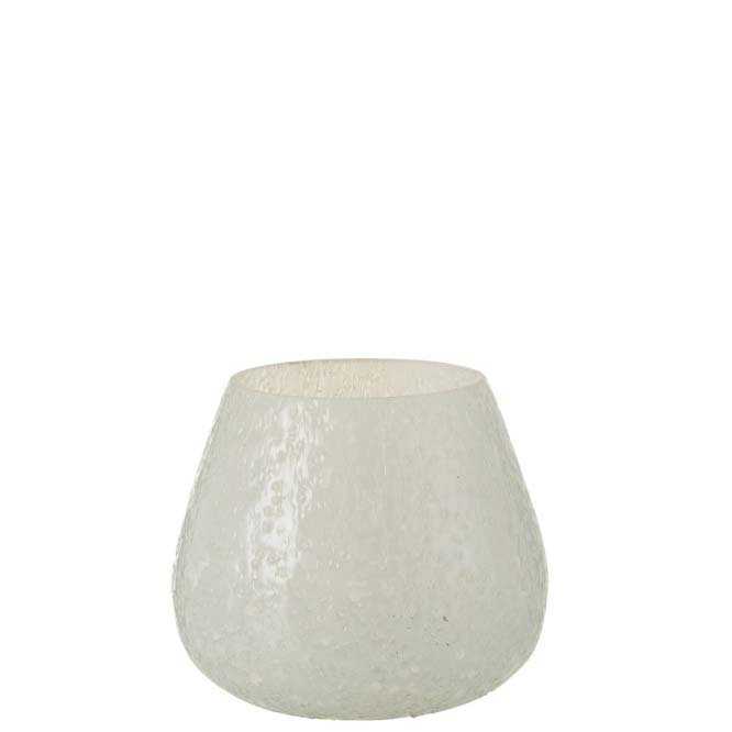 J-Line - Teelichthalter Relief Glas Weiß Medium