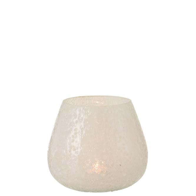 J-Line - Teelichthalter Relief Glas Weiß Medium