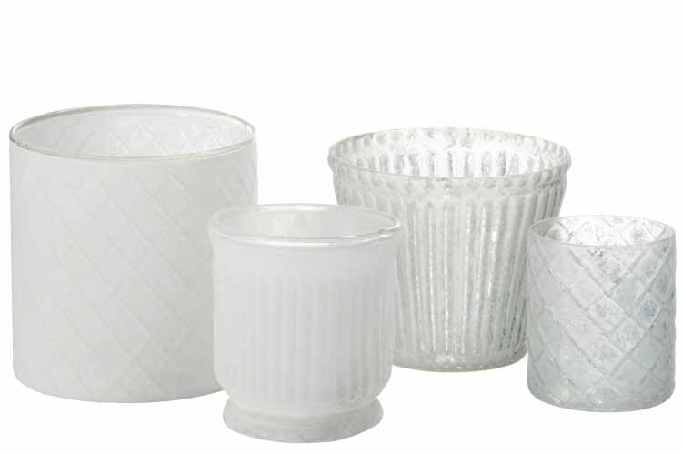 J-Line - Teelichthalter Rillenoptik white