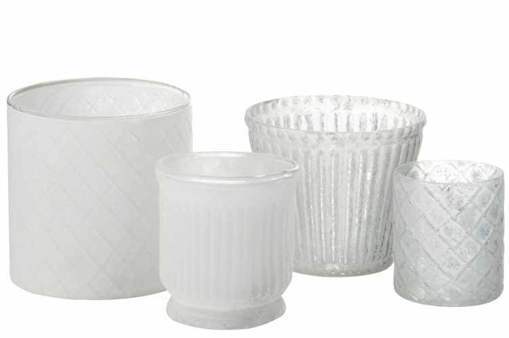 J-Line - Teelichthalter Rillenoptik white
