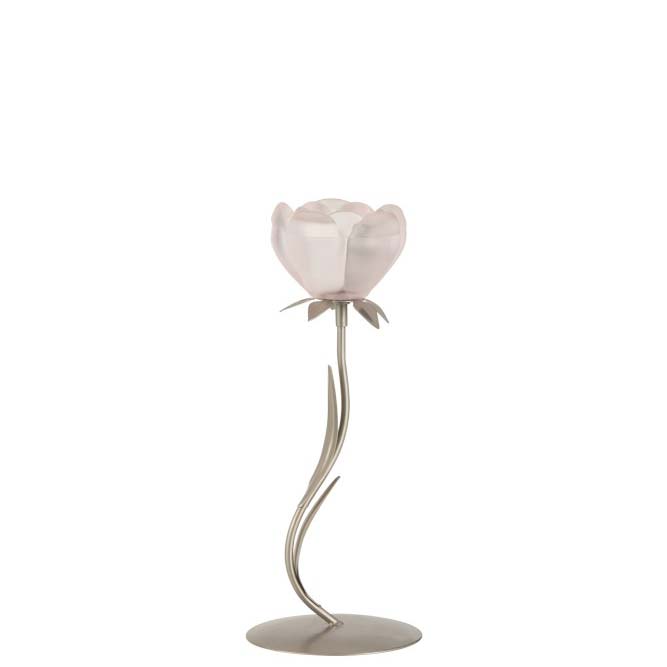 Eine J-Line - Windlicht Blume auf Fuß Klein auf einem Ständer.