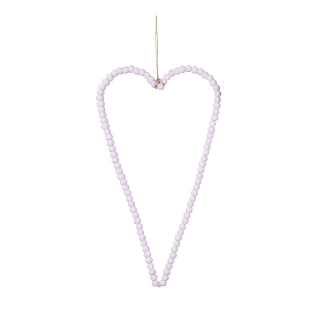 Krasilnikoff - Anhänger mit Holzperlen Herz medium rosa