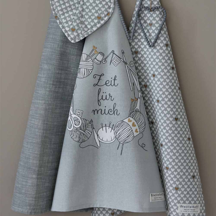 Krasilnikoff - Geschirrtuch Happy Hearts Grey