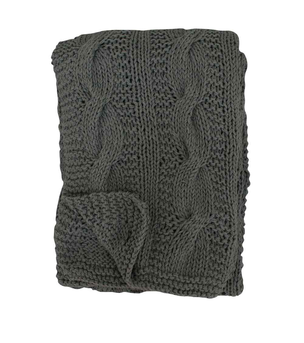 Krasilnikoff - Strickdecke dunkelgrau 180 x 130 cm