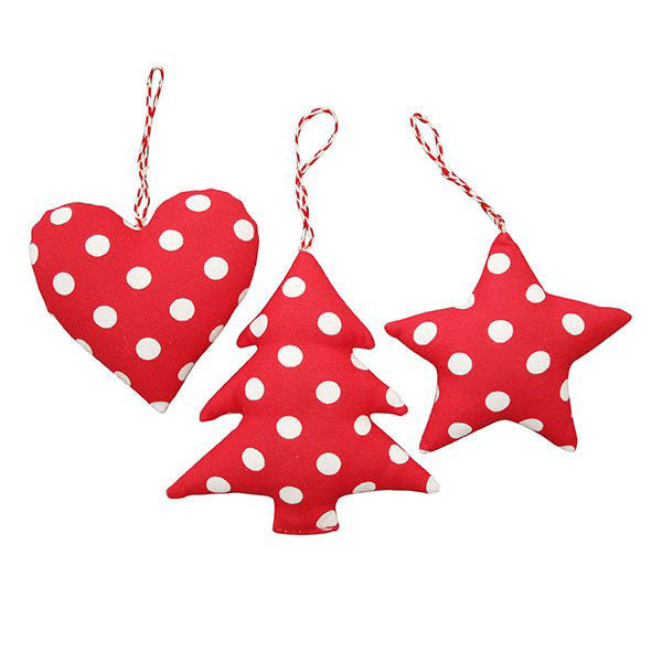 Krasilnikoff - Weihnachtsanhänger 3er-Set aus Stoff in rot
