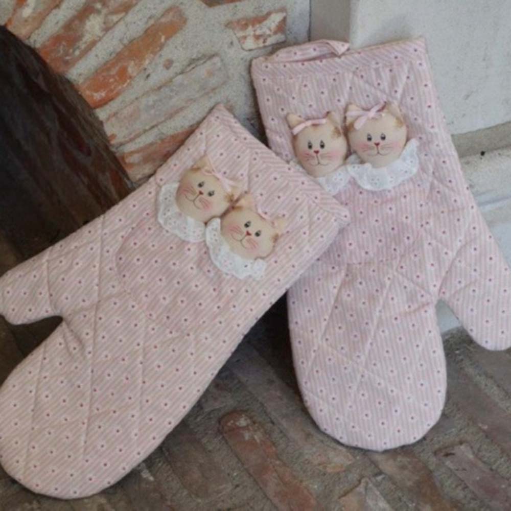 La Galleria - Ofenhandschuh mit zwei Katzen 2er-Set pale pink