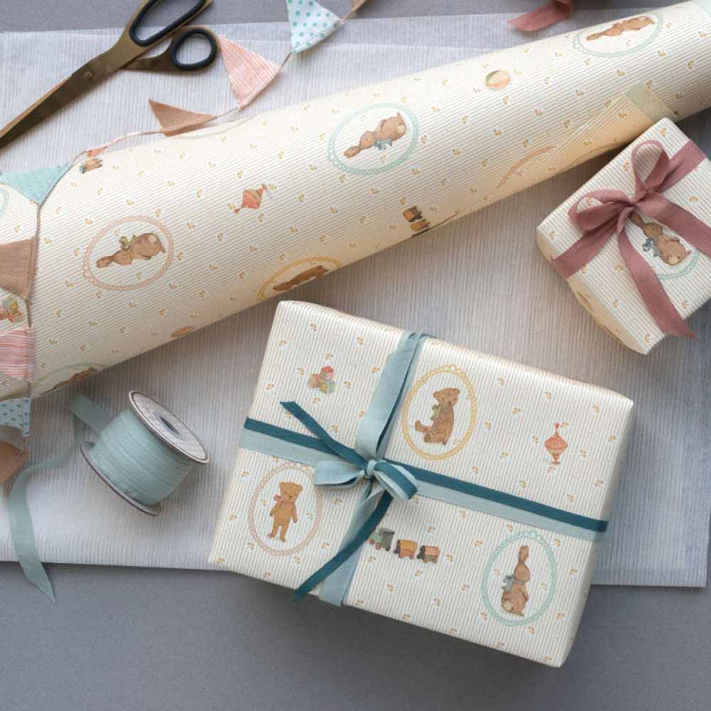Maileg - Geschenkpapier Hasen und Teddys 10 Meter