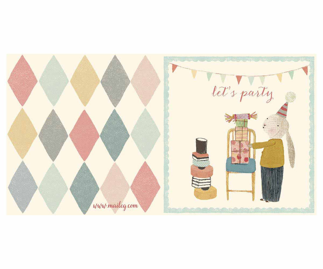 Maileg - Hase Let`s Party Karte (2-Seitig)