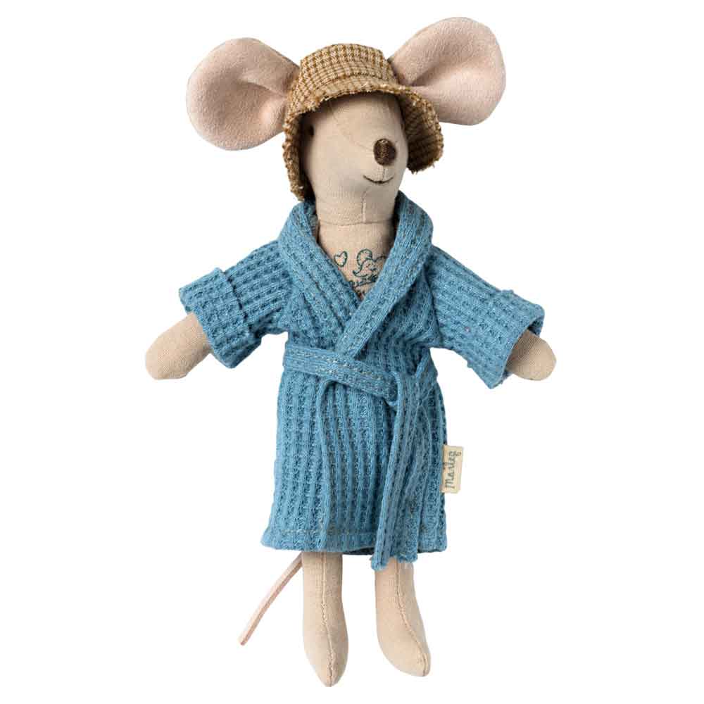 Maileg - Bademantel für Maus Mutter Vater Dusty Blue