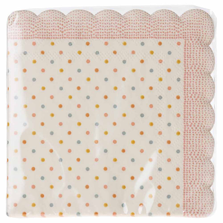 Maileg - Papierservietten Dots Rosa mit Punkten.