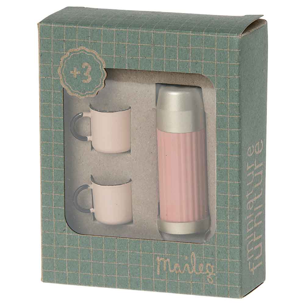 Maileg - Puppenhaus Thermos und Becher Soft coral