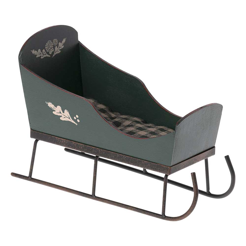 Maileg - Puppenmöbel Schlitten Grün