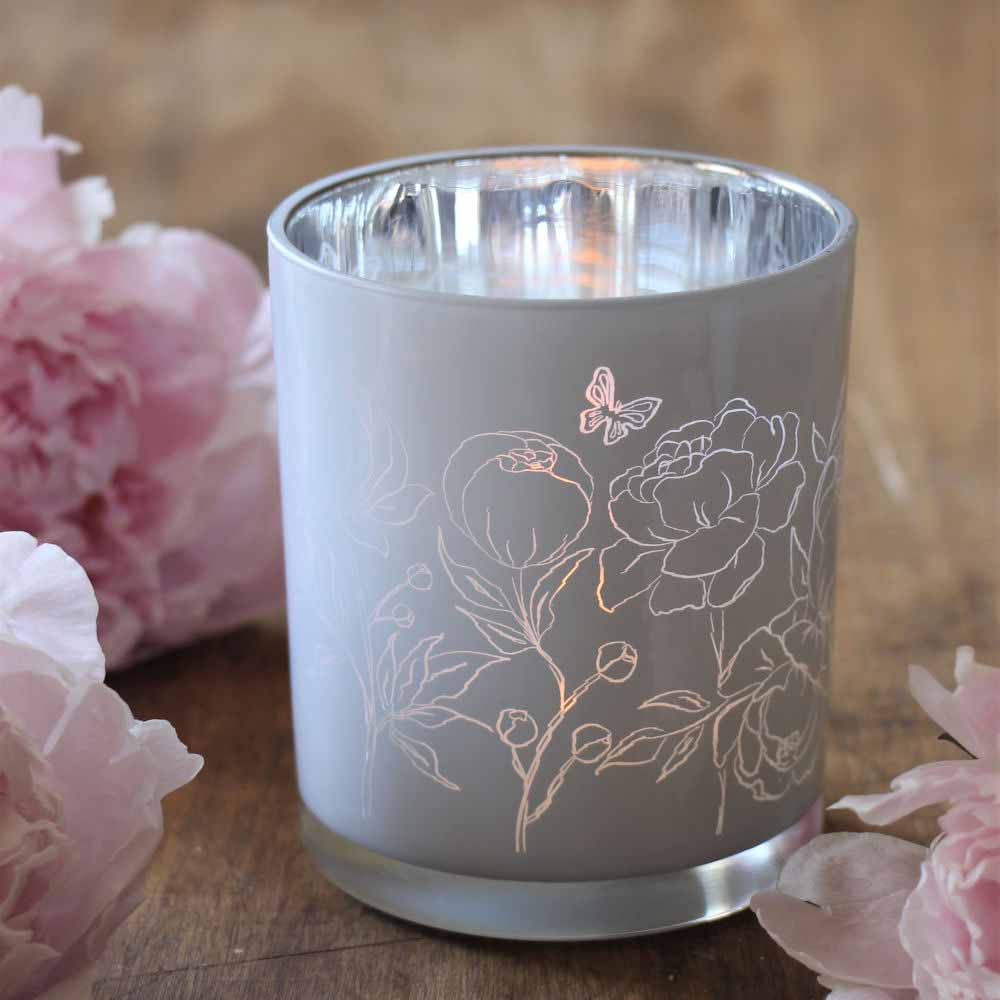 Majas Cottage - Peony Butterfly Teelichthalter klein weiß