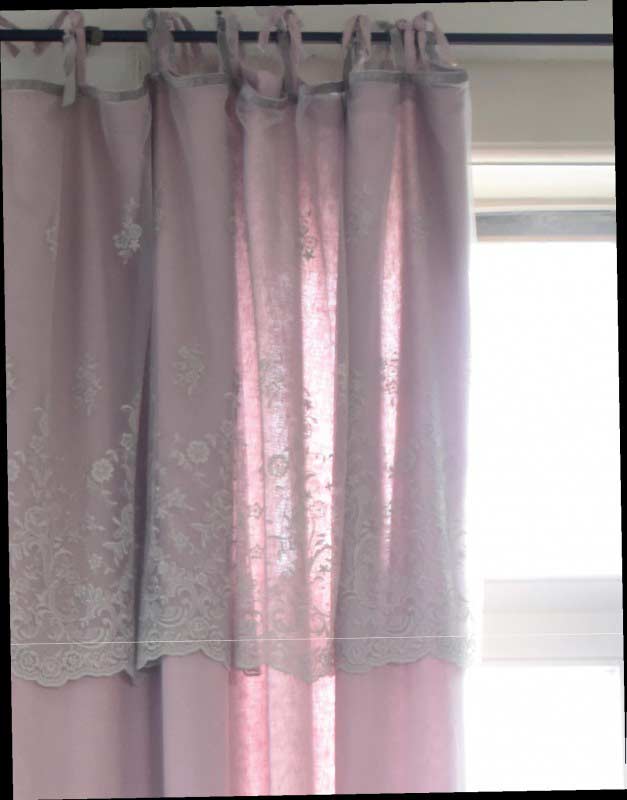 Pimlico – Scheibengardine Lena Light Grey mit Stickereien 160 x 80 cm